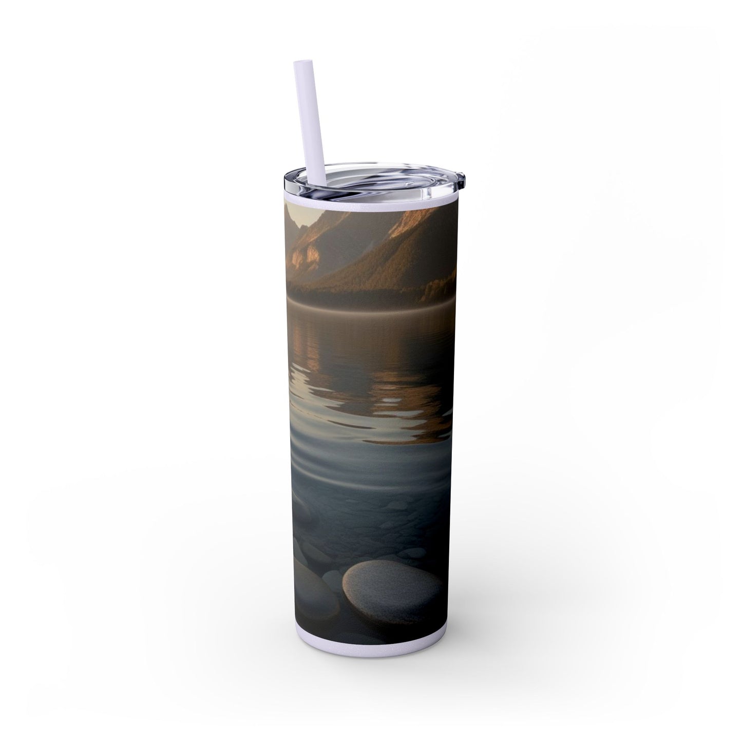 Ripple in a Mountain Lake Skinny Tumbler with Straw, 20oz