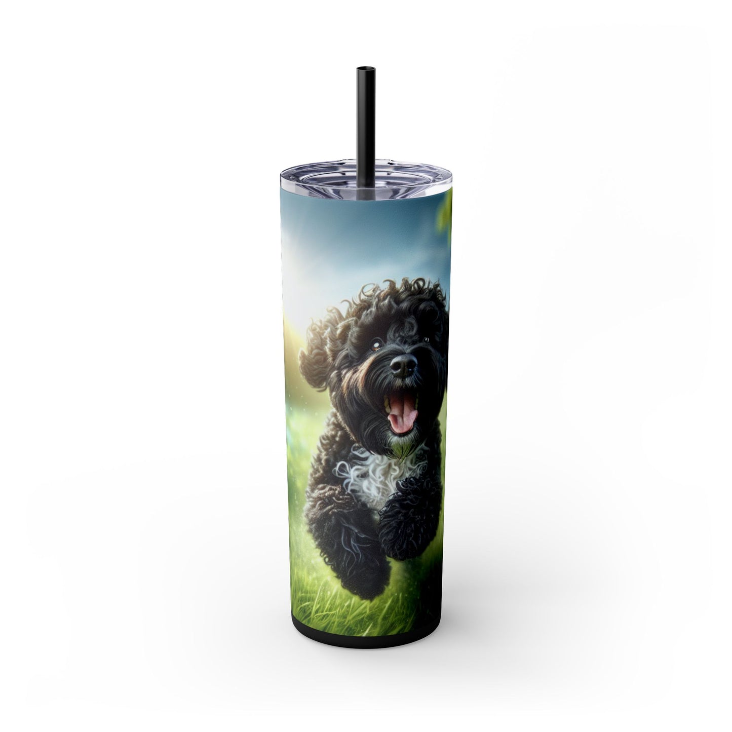 Portuguese Water Dog Skinny Tumbler with Straw, 20oz