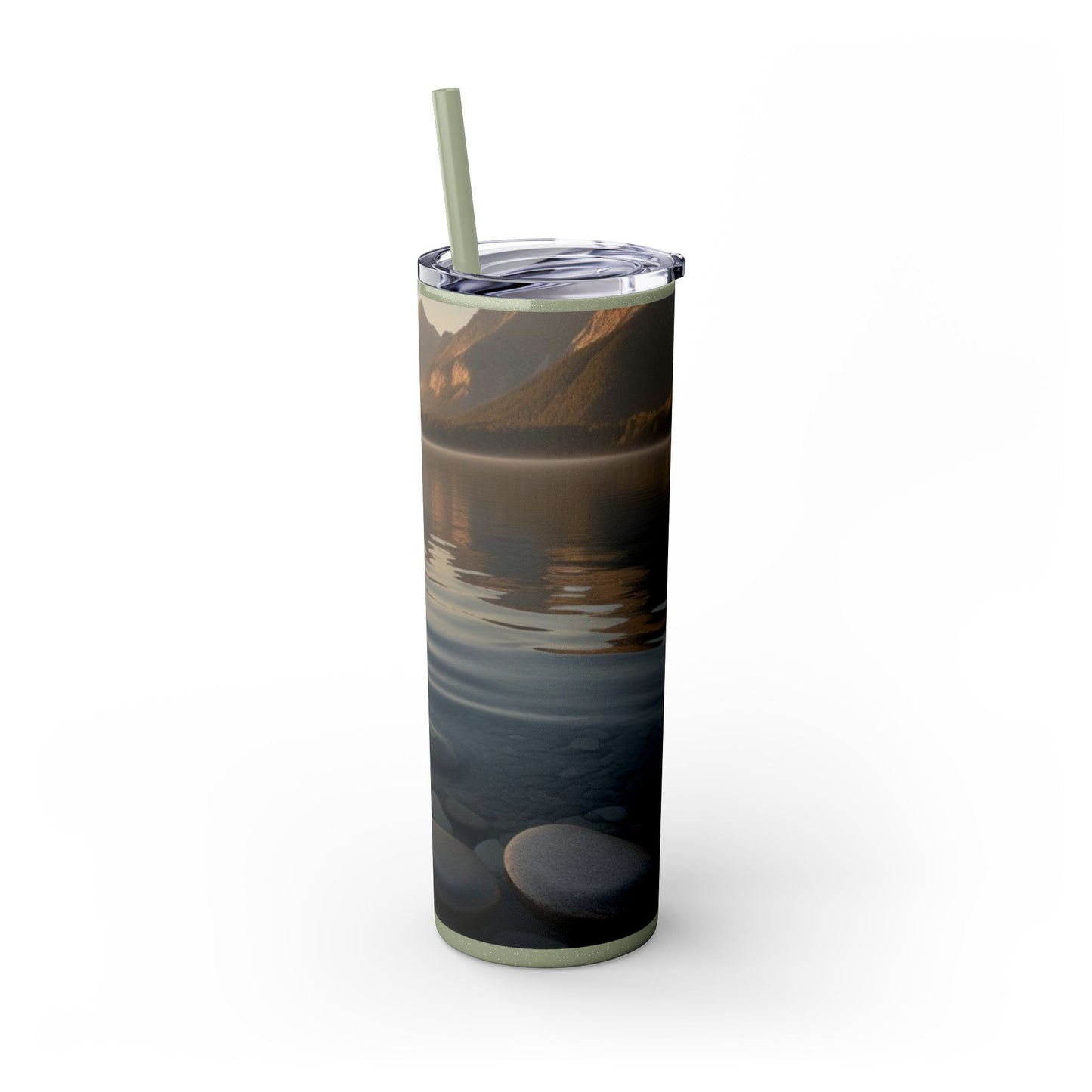Ripple in a Mountain Lake Skinny Tumbler with Straw, 20oz