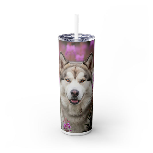 Alaskan Malamute Skinny Tumbler with Straw, 20oz