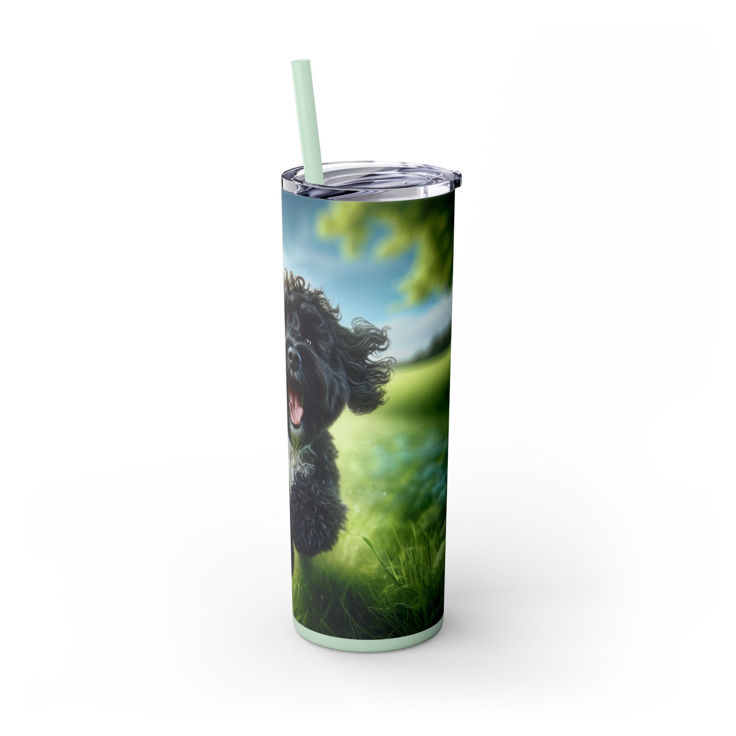 Portuguese Water Dog Skinny Tumbler with Straw, 20oz