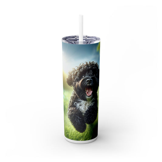 Portuguese Water Dog Skinny Tumbler with Straw, 20oz