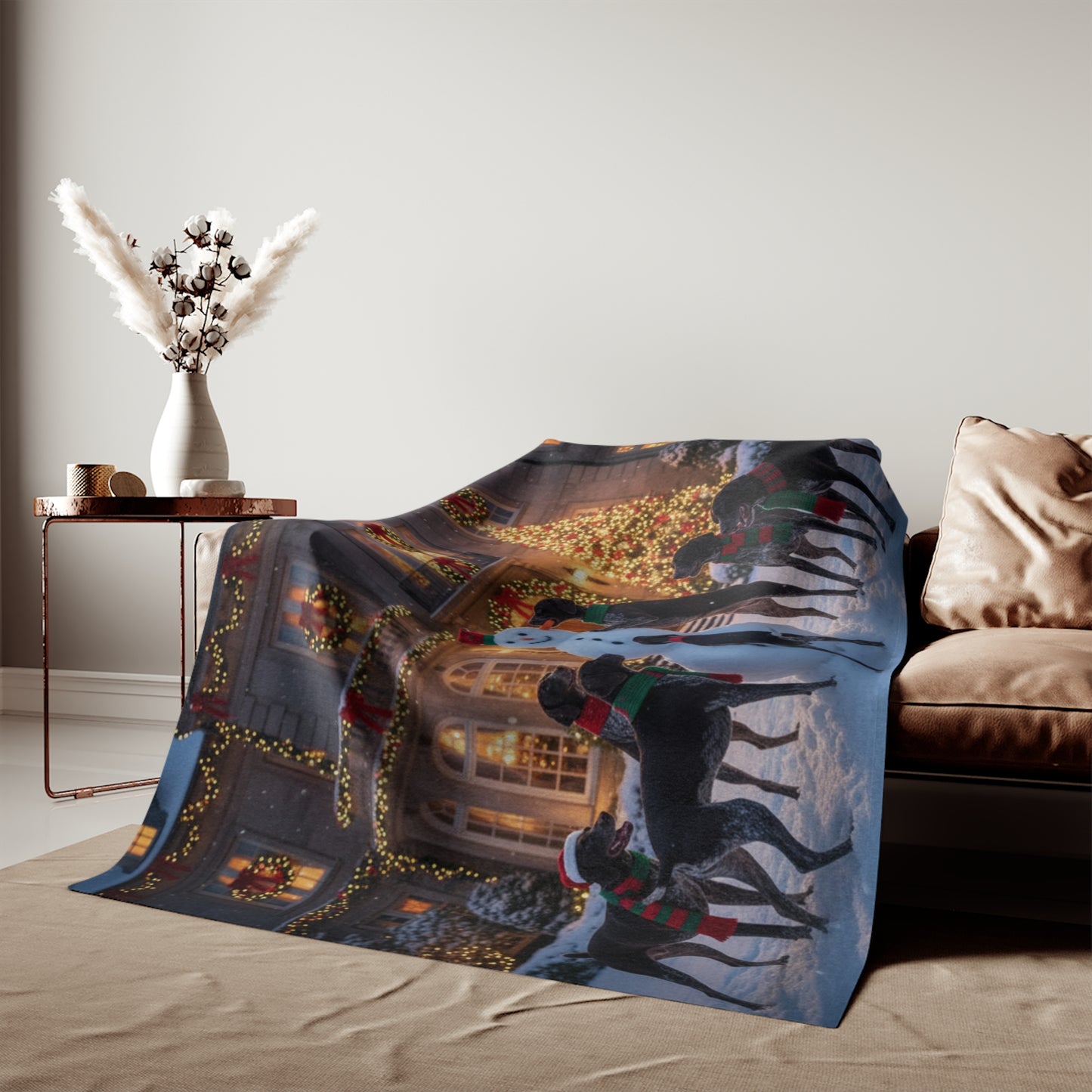 German Shorthaired Pointers Snowman Blanket