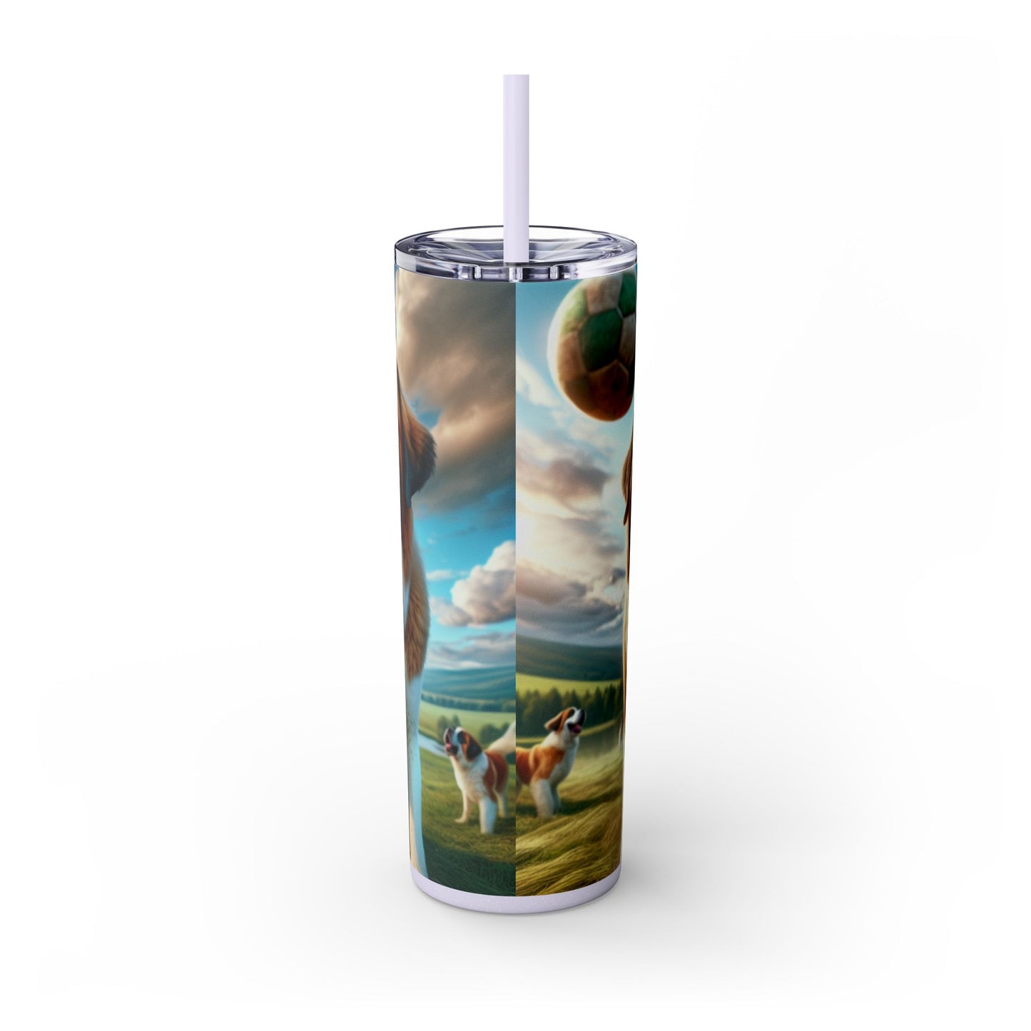 Saint Bernard Skinny Tumbler with Straw, 20oz