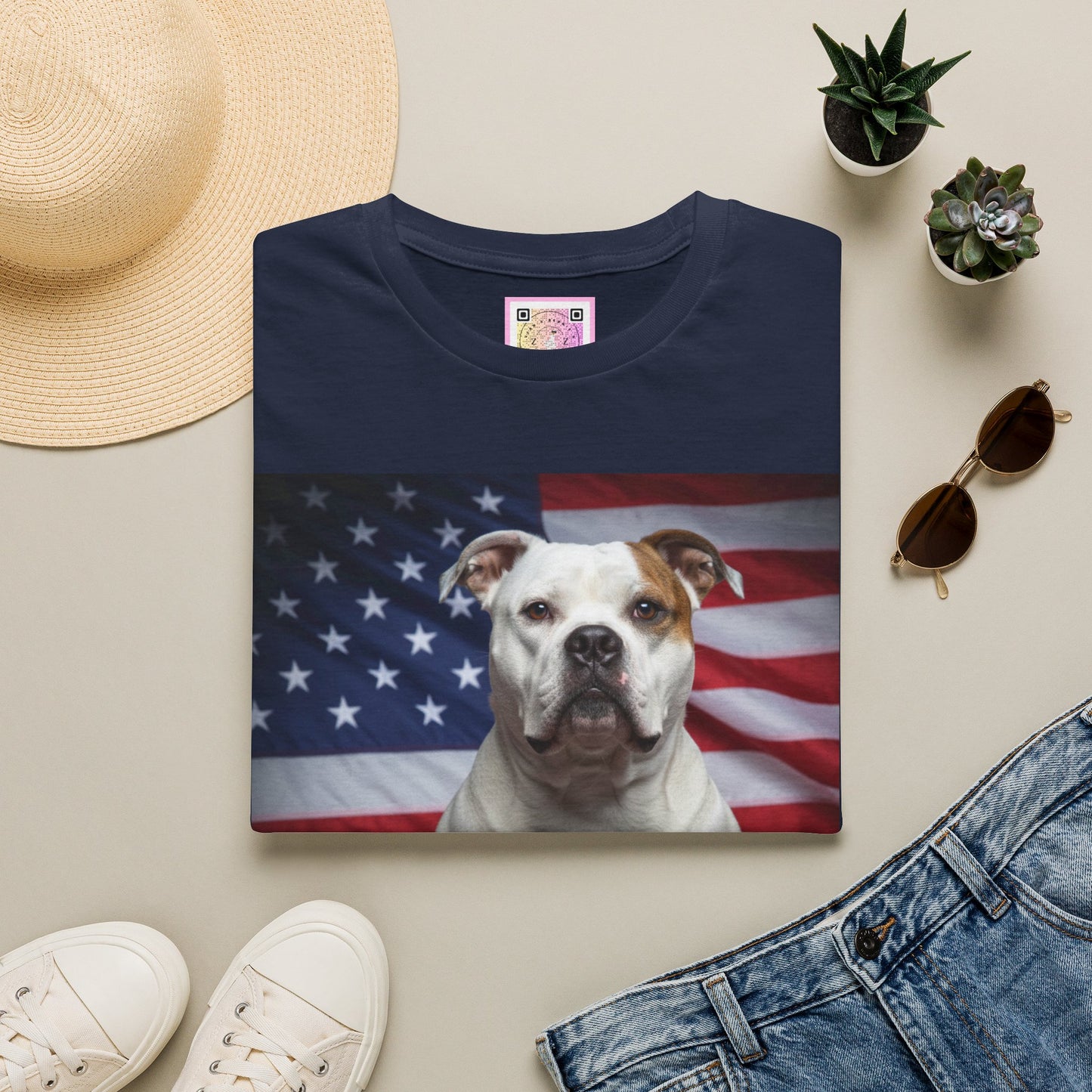 Patriotic T-Shirt — American Flag Dog Tee