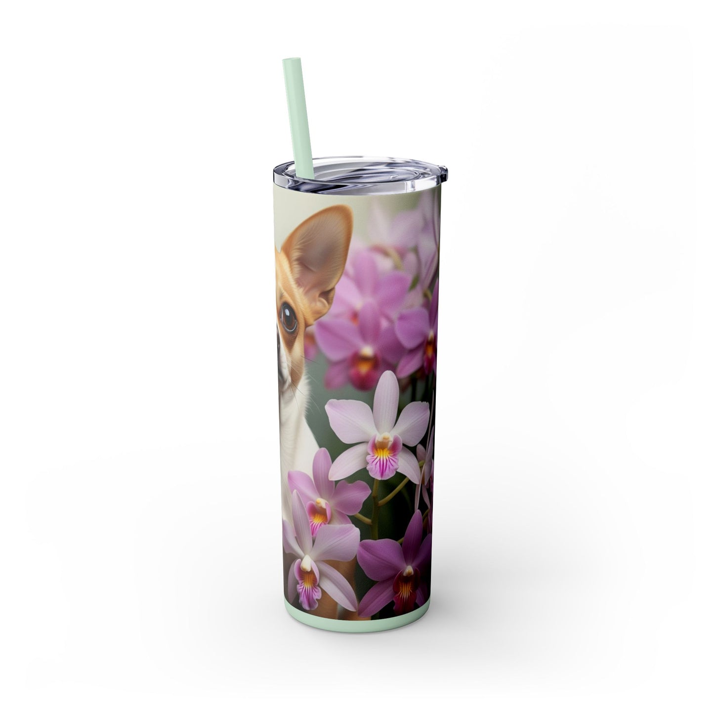 Vaso delgado con pajita para chihuahua, 20 oz