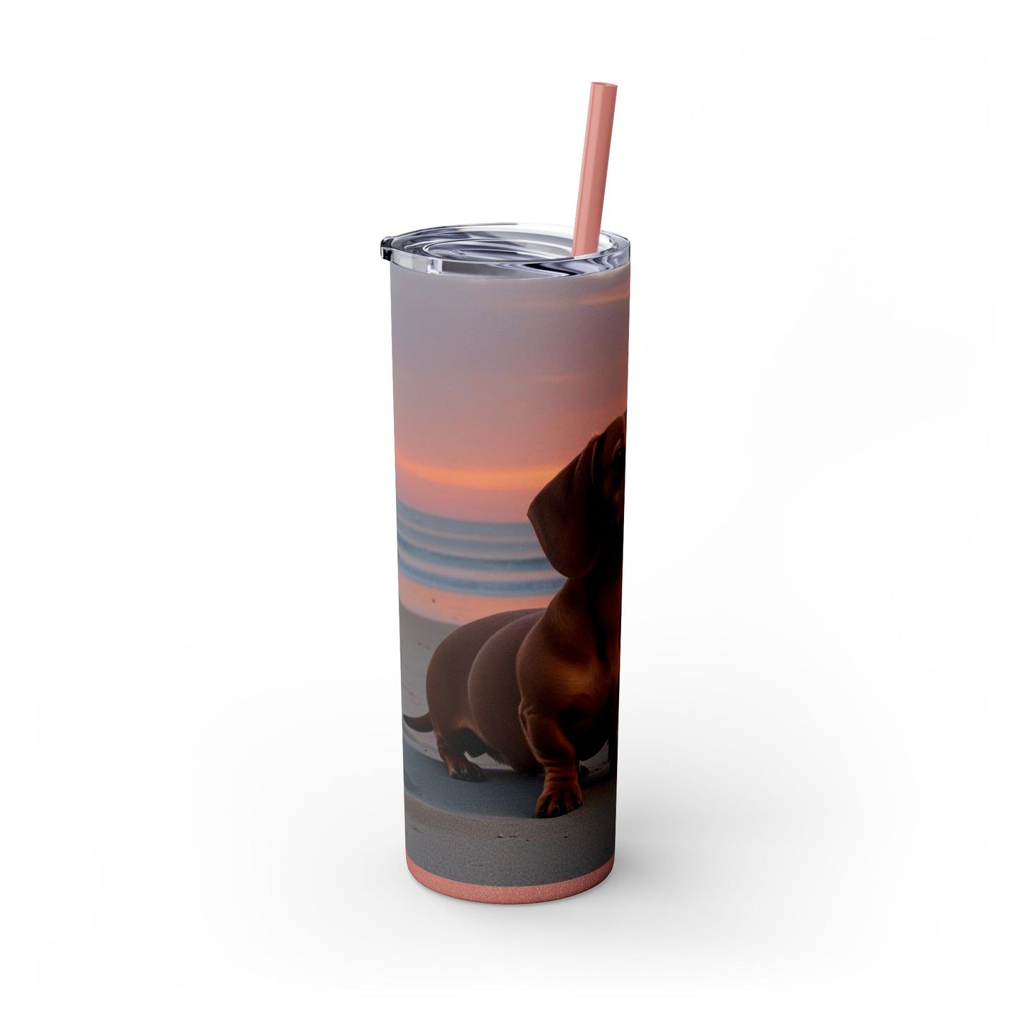 Vaso delgado con pajita Dachshund Love, 20 oz
