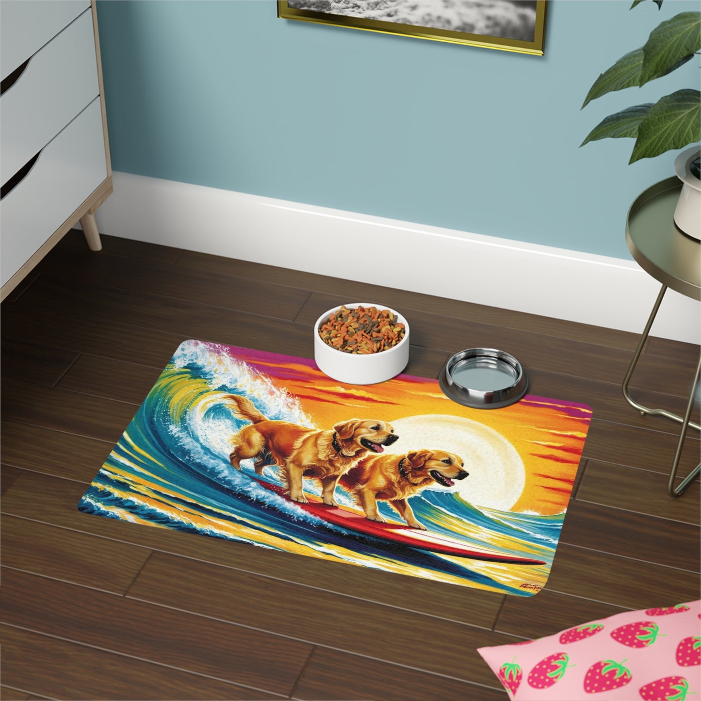 Pet Food Mat (12x18) - Surf Dogs