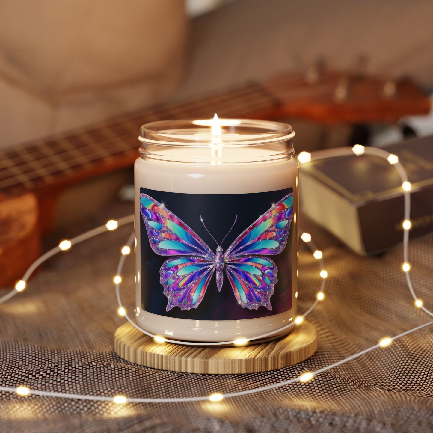 Glittery Psychedelic Butterfly- Scented Soy Candle, 9oz