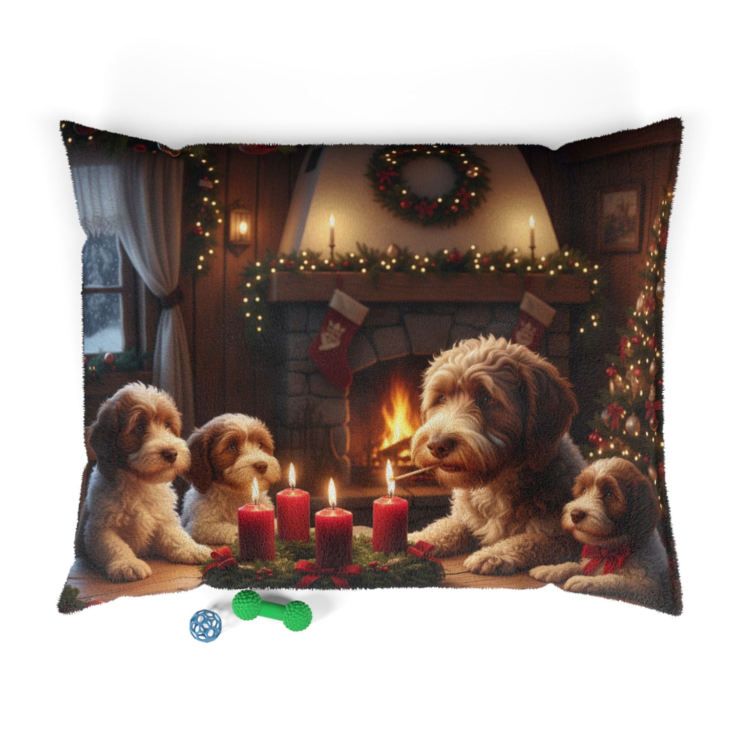 Lagotto Romagnolos Lighting an Advent Candle Pet Bed