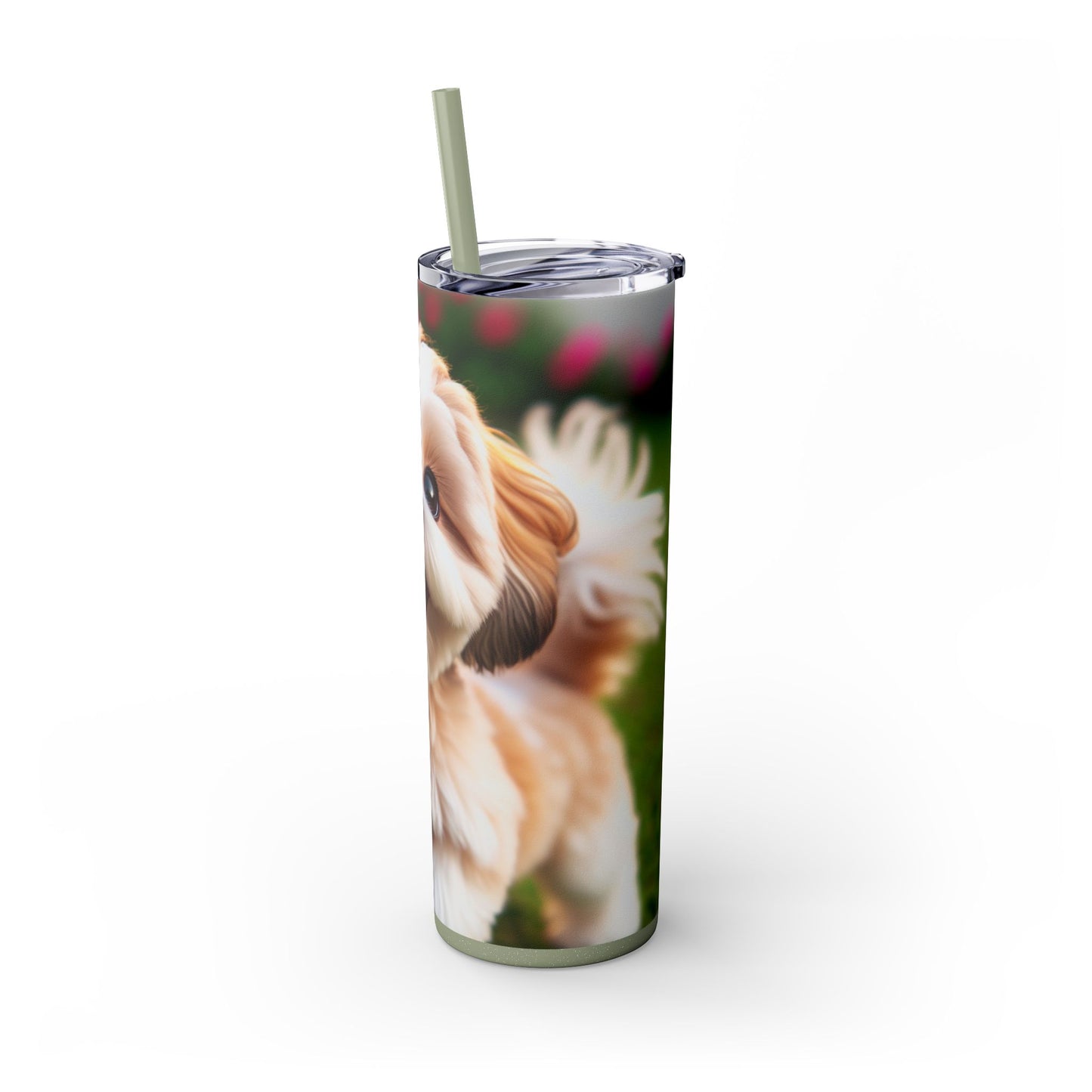 Shih-poo Skinny Tumbler with Straw, 20oz