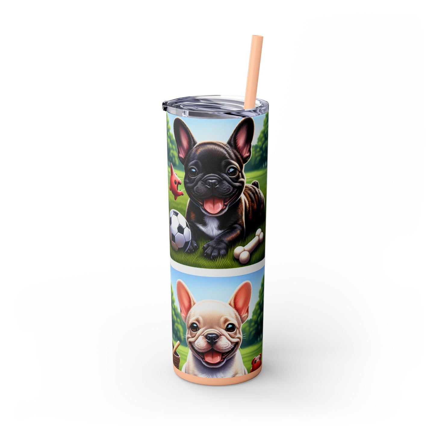 French Bulldog Skinny Tumbler with Straw, 20oz