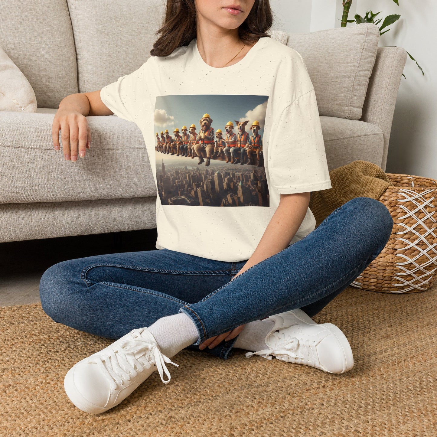 Canine Canvas Collection: Lunch atop a Skyscraper Homage Tee Shirt