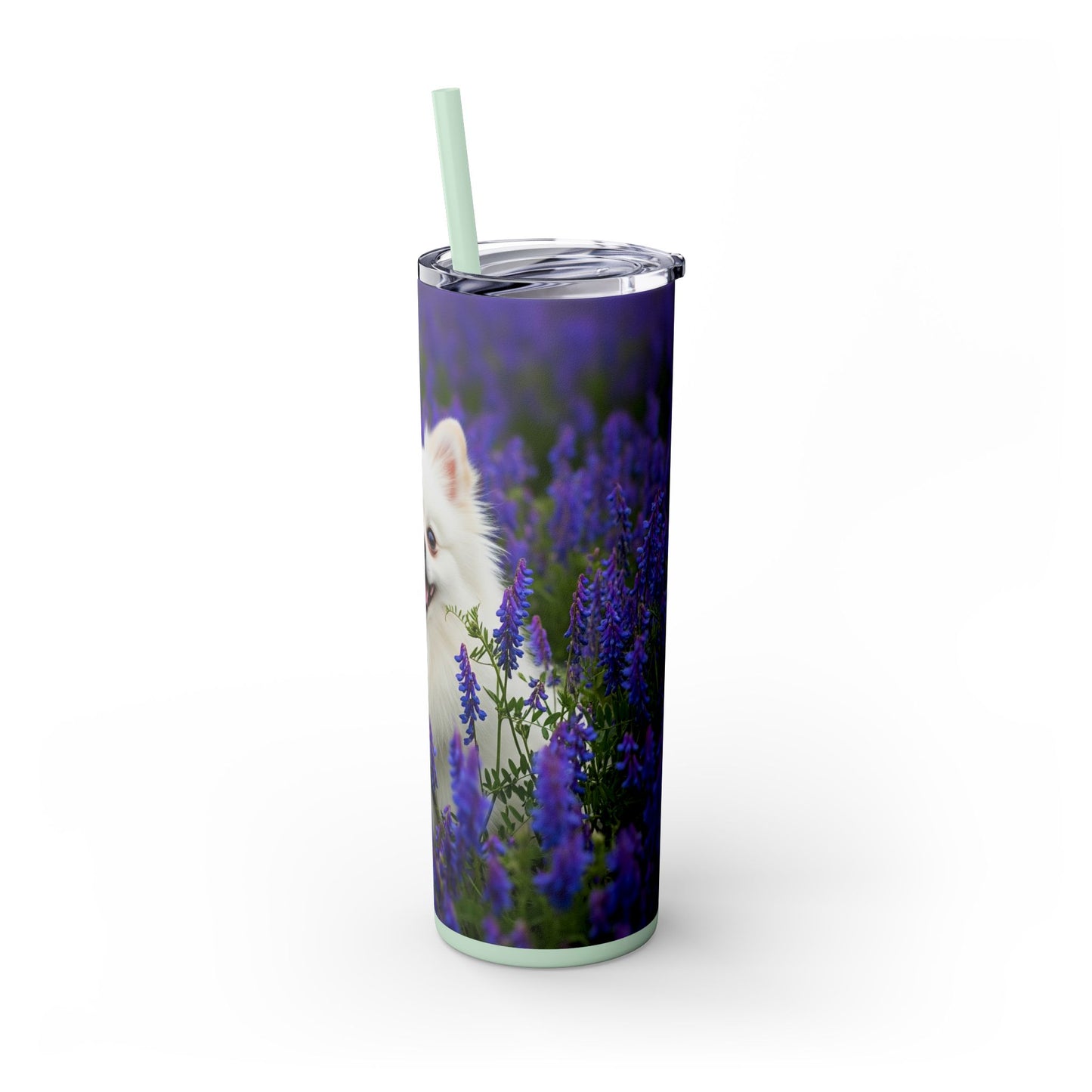 Pomeranian Skinny Tumbler with Straw, 20oz