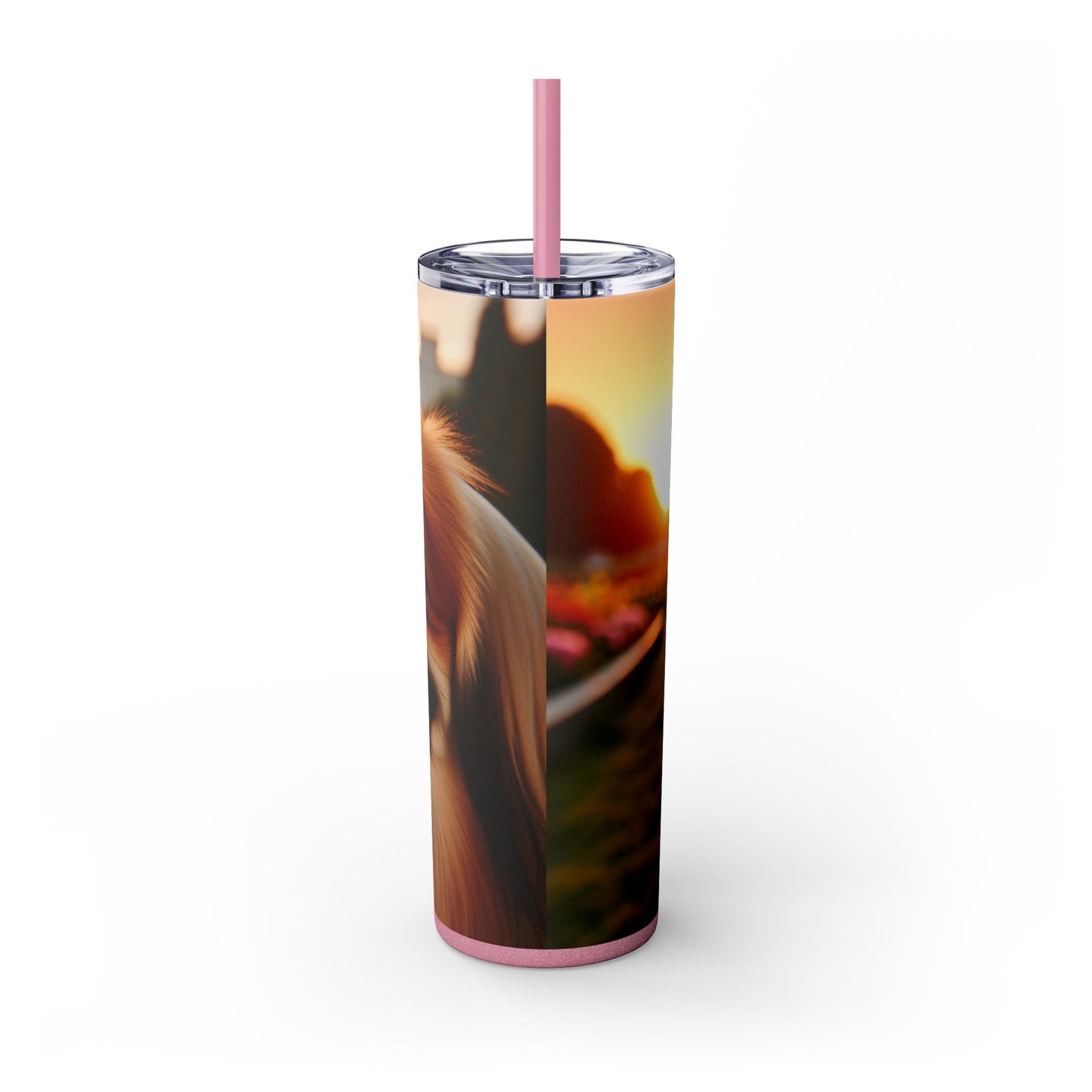 Pekingese Skinny Tumbler with Straw, 20oz