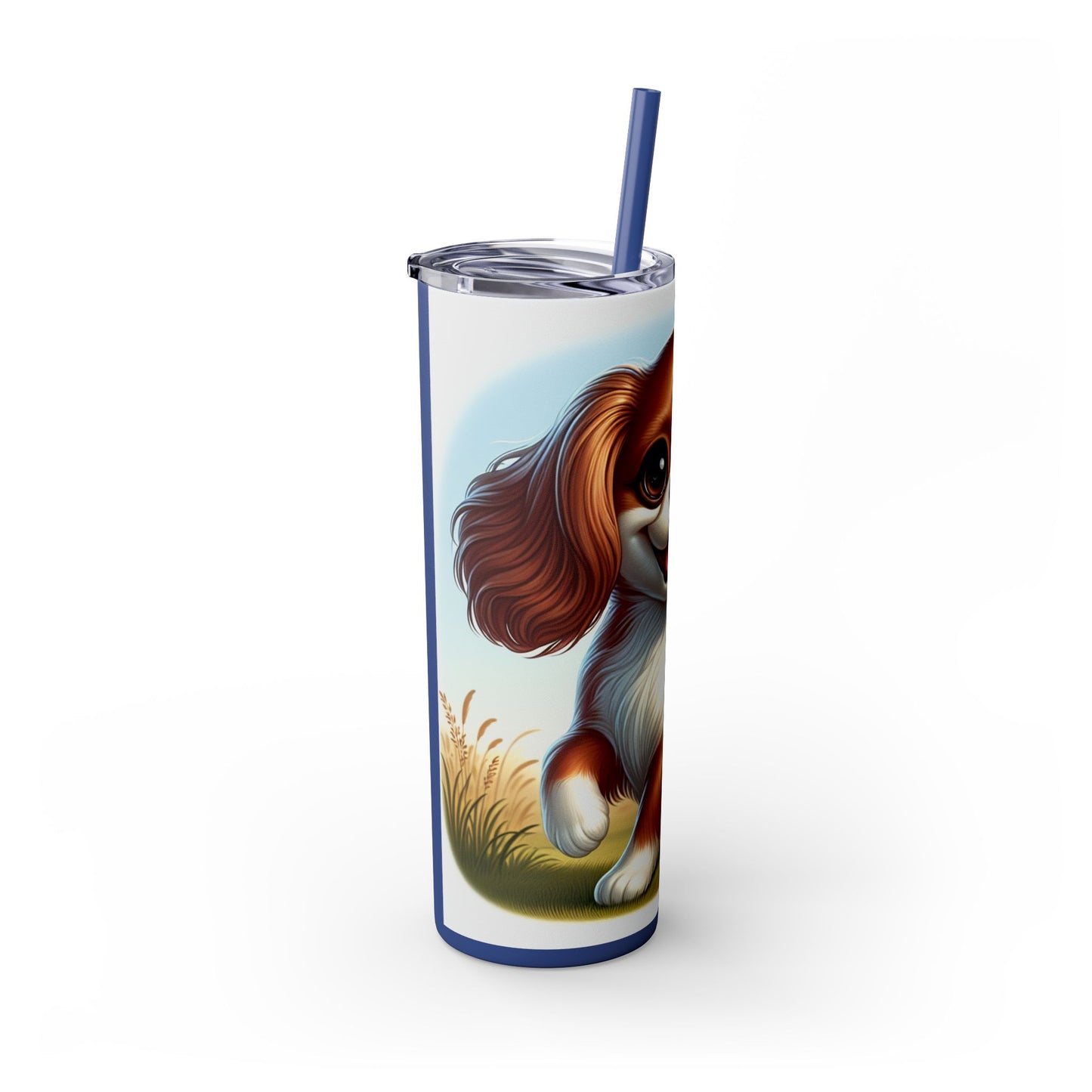 English Toy Spaniel Skinny Tumbler with Straw, 20oz