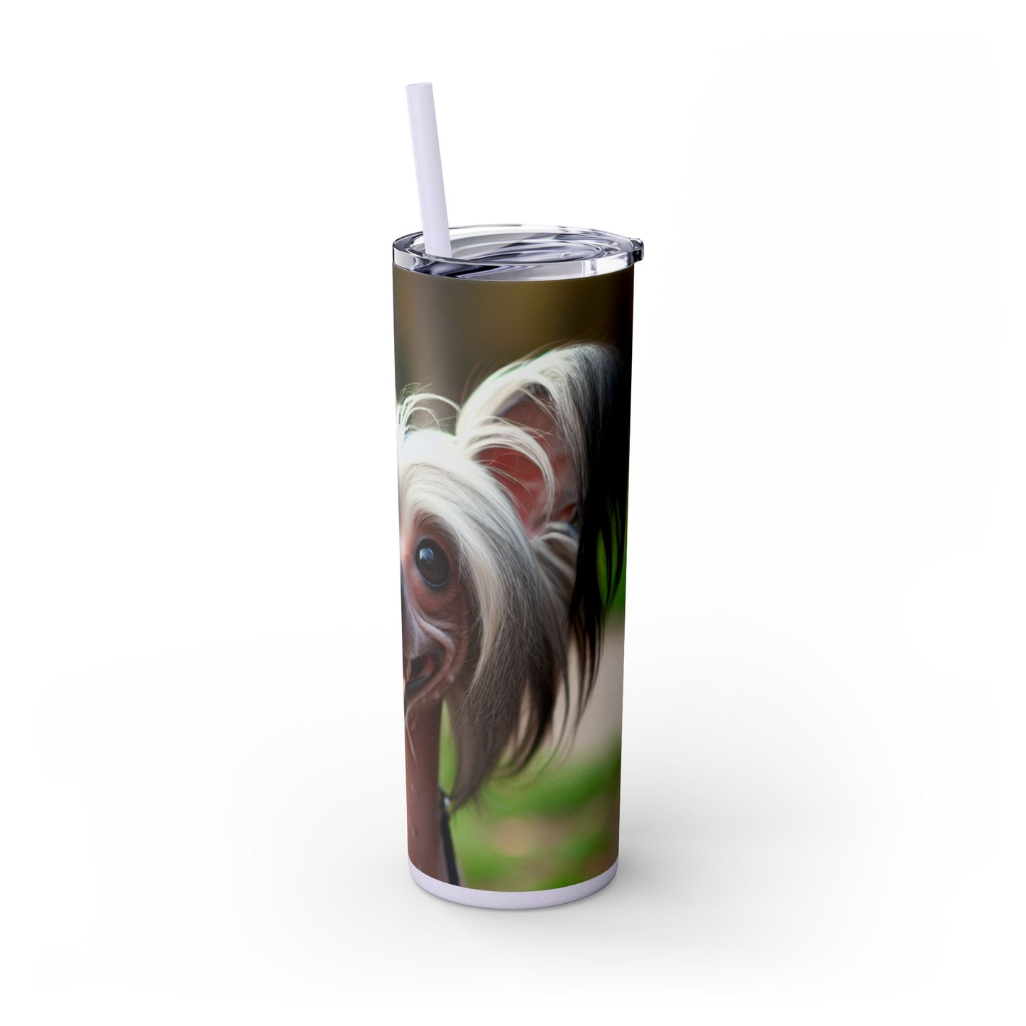 Gobelet isotherme à motif chien chinois à crête avec paille, 590 ml