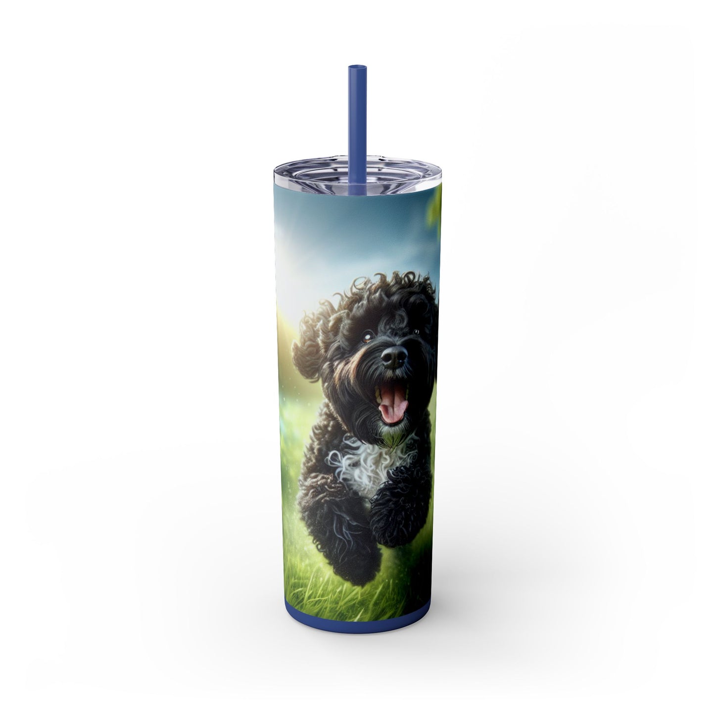 Portuguese Water Dog Skinny Tumbler with Straw, 20oz