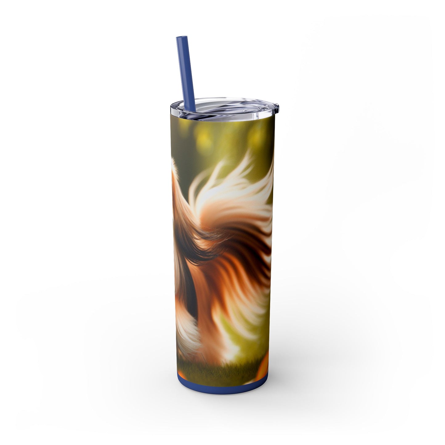 Tibetan Spaniel Skinny Tumbler with Straw, 20oz
