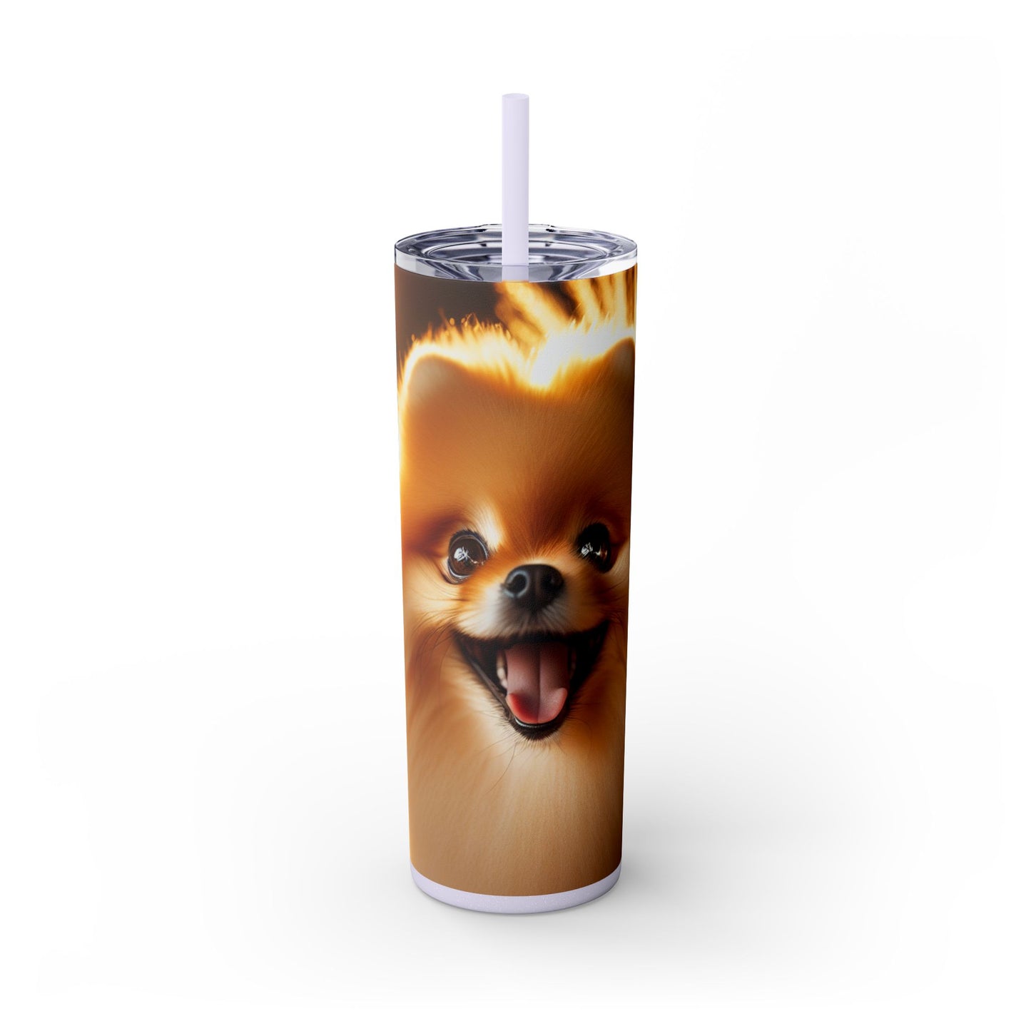 Pomeranian Skinny Tumbler with Straw, 20oz
