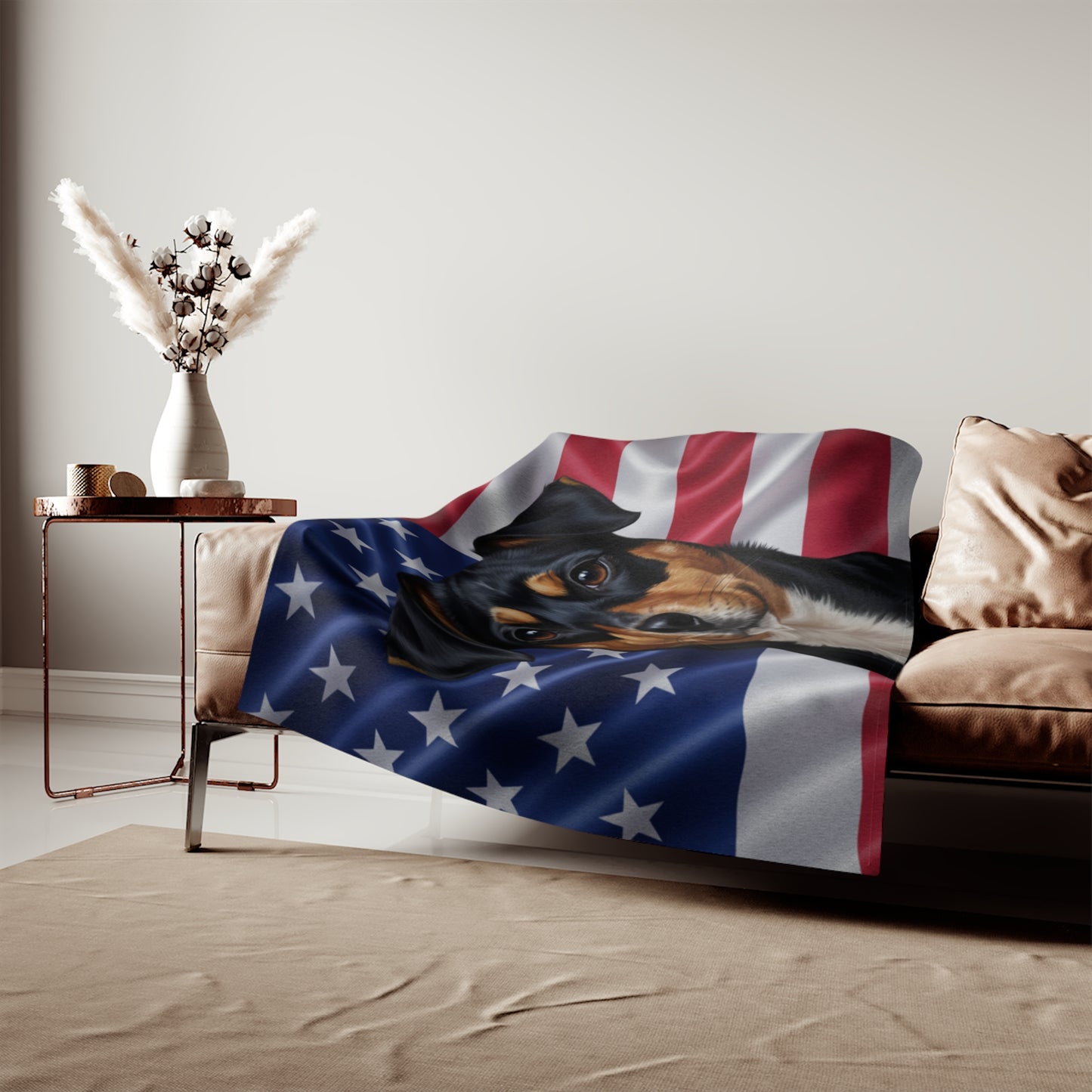Teddy Roosevelt Terrier Patriotic Blanket