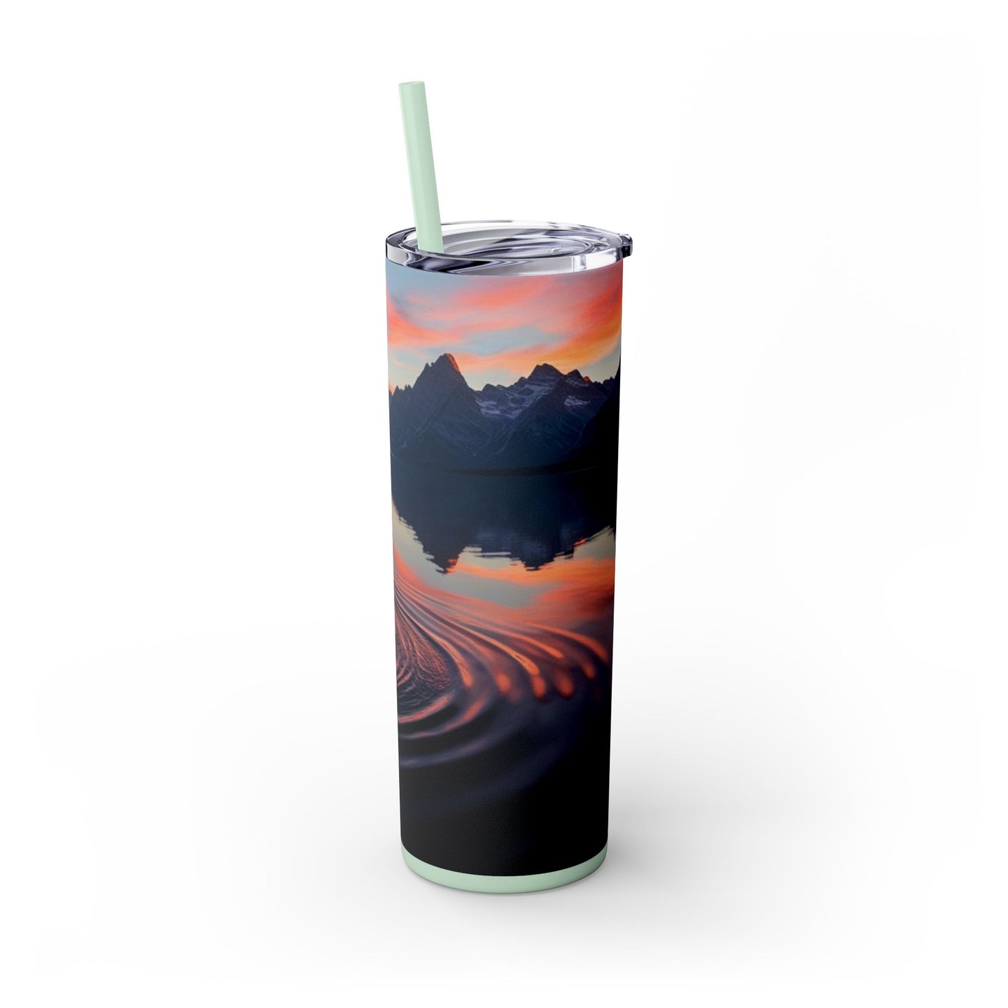 Ripple in a Mountain Lake Skinny Tumbler with Straw, 20oz