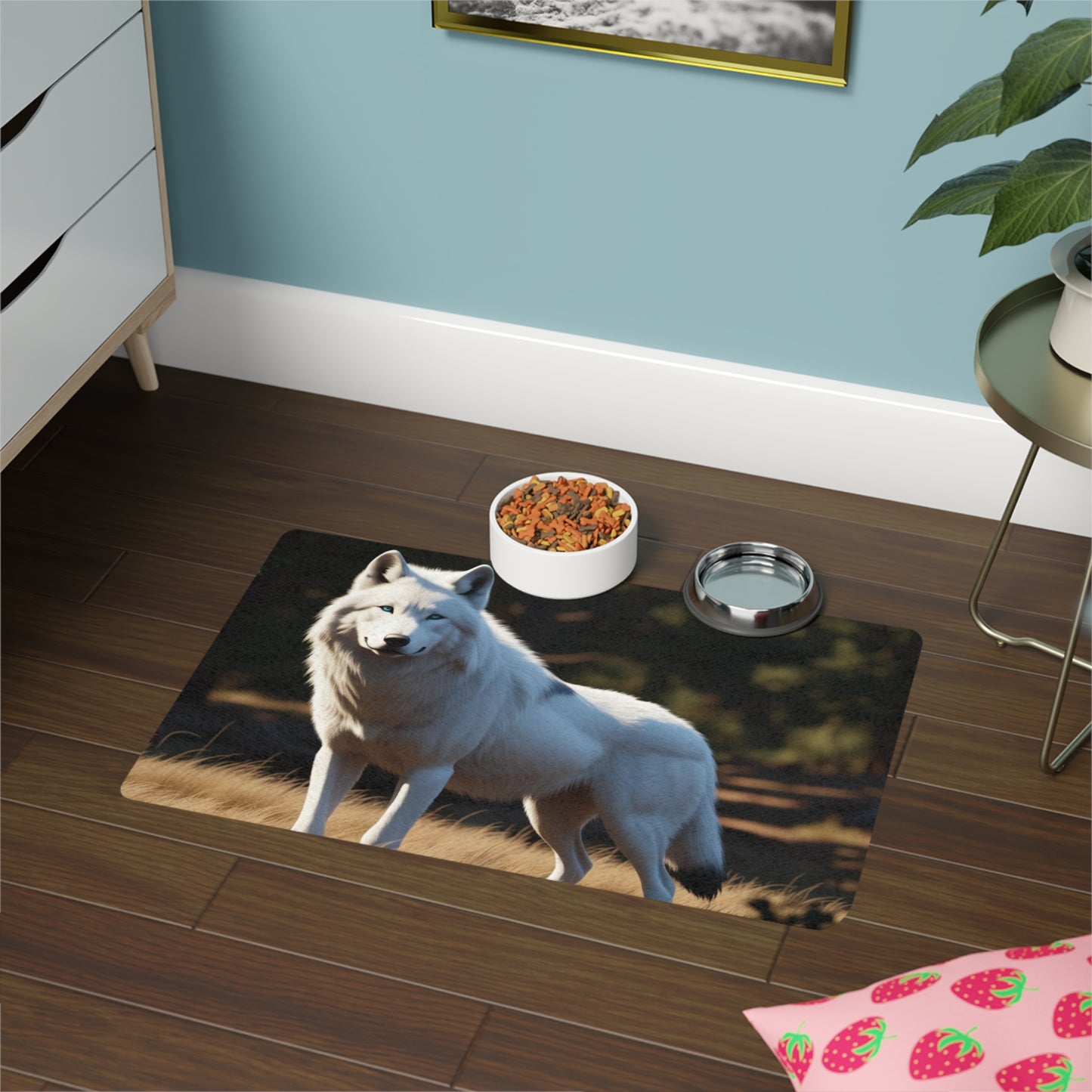 Pet Food Mat (12x18) - White Wolf