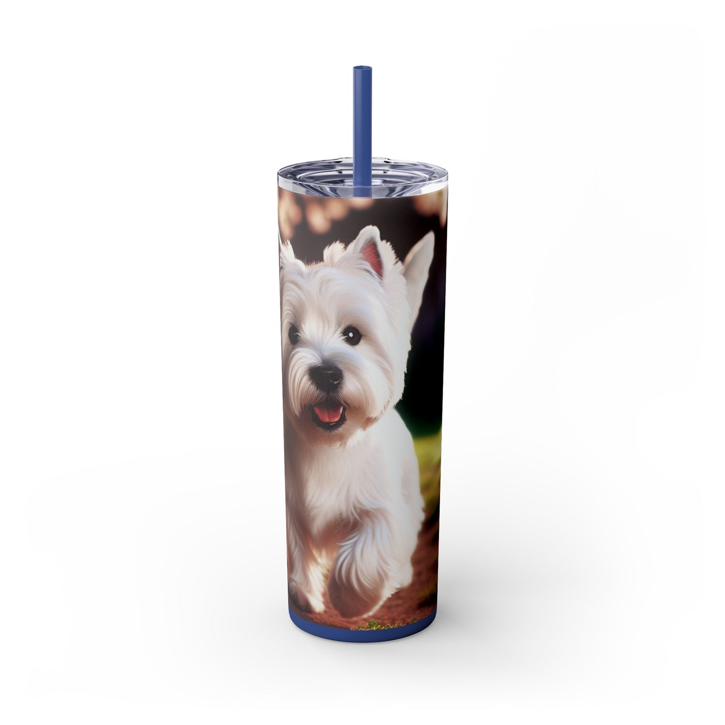 West Highland White Terrier Skinny Tumbler with Straw, 20oz