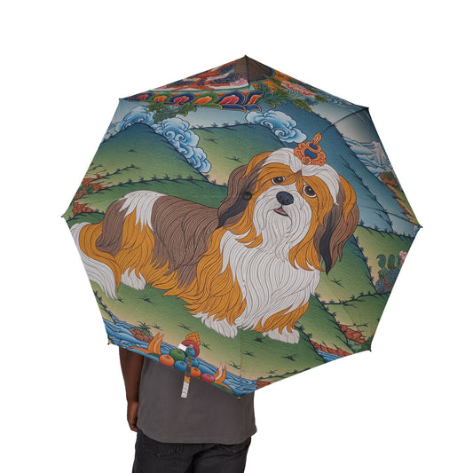 Lhasa Apso Semi-Automatic Foldable Umbrella