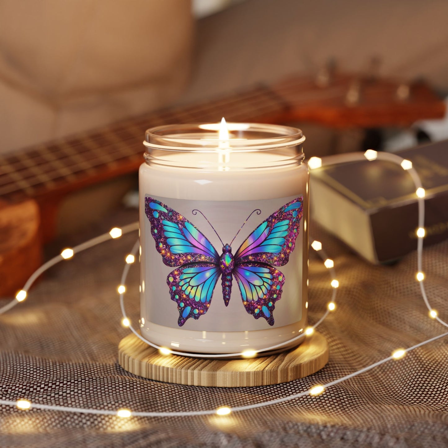 Glittery Psychedelic Butterfly- Scented Soy Candle, 9oz