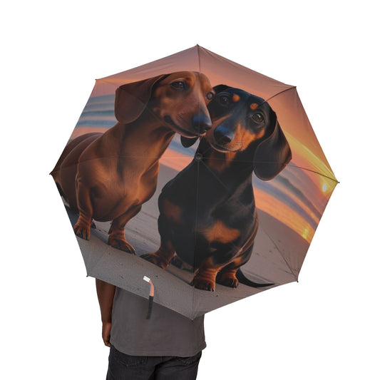 Dachshund Love Semi-Automatic Foldable Umbrella