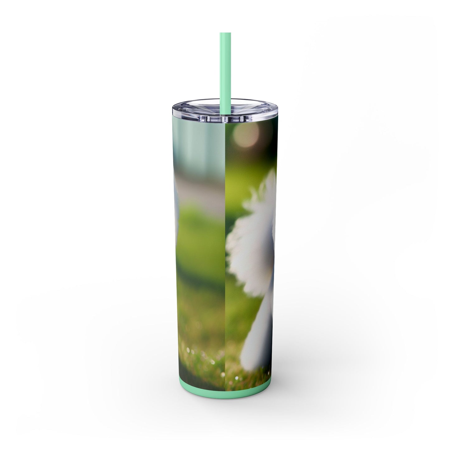 Bichon Frise Skinny Tumbler with Straw, 20oz