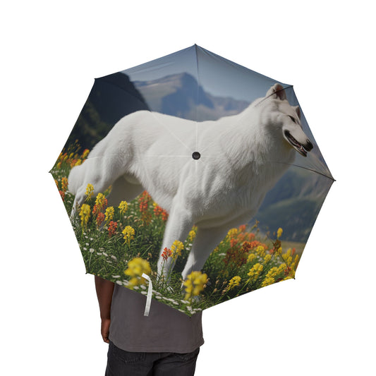 White Swiss Shepherd Dog Semi-Automatic Foldable Umbrella