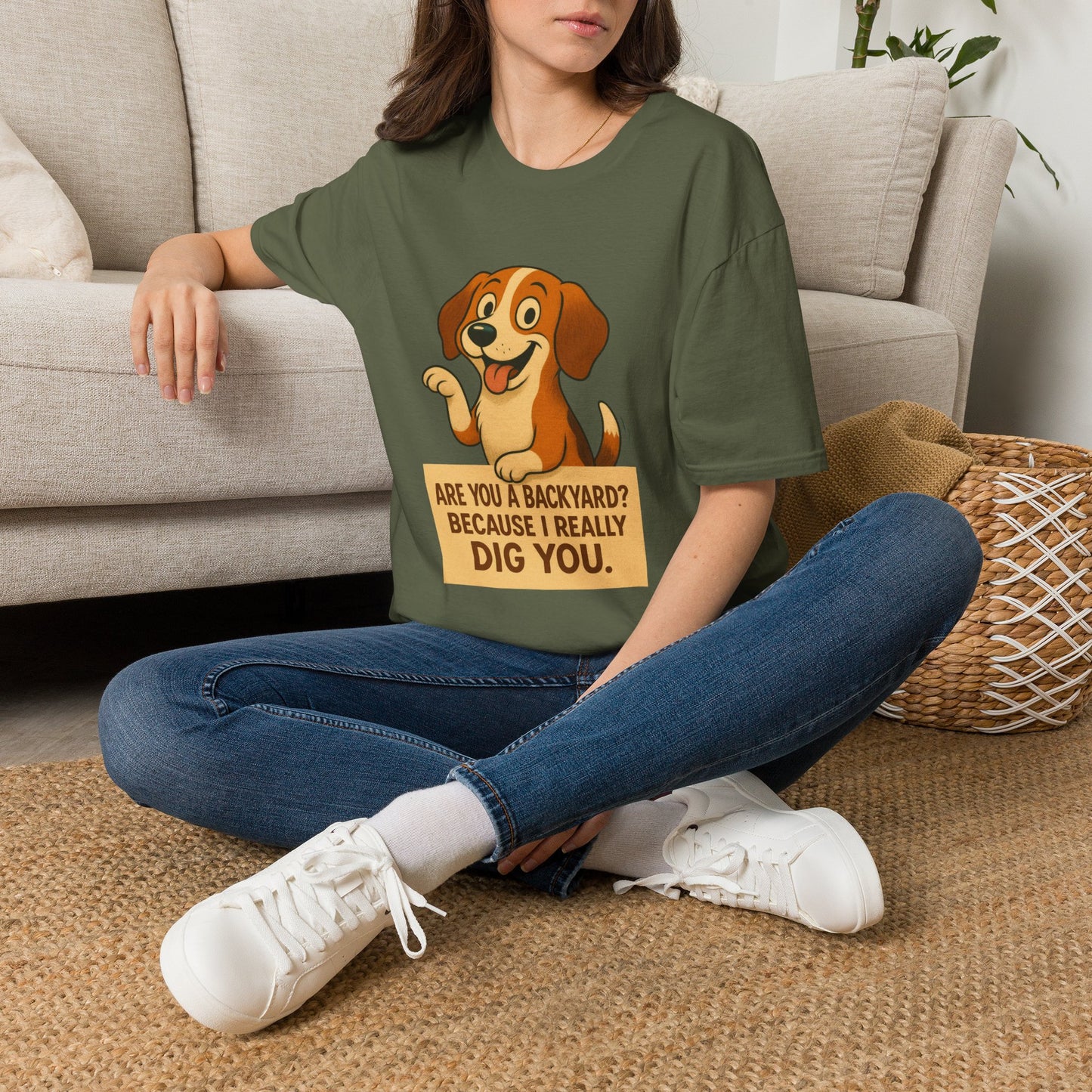 "Are You a Backyard? Because I Really Dig You" Cute Puppy Tee Shirt