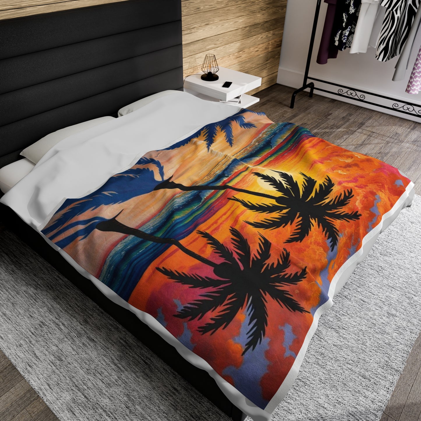 Velveteen Plush Blanket- Beach Sunset