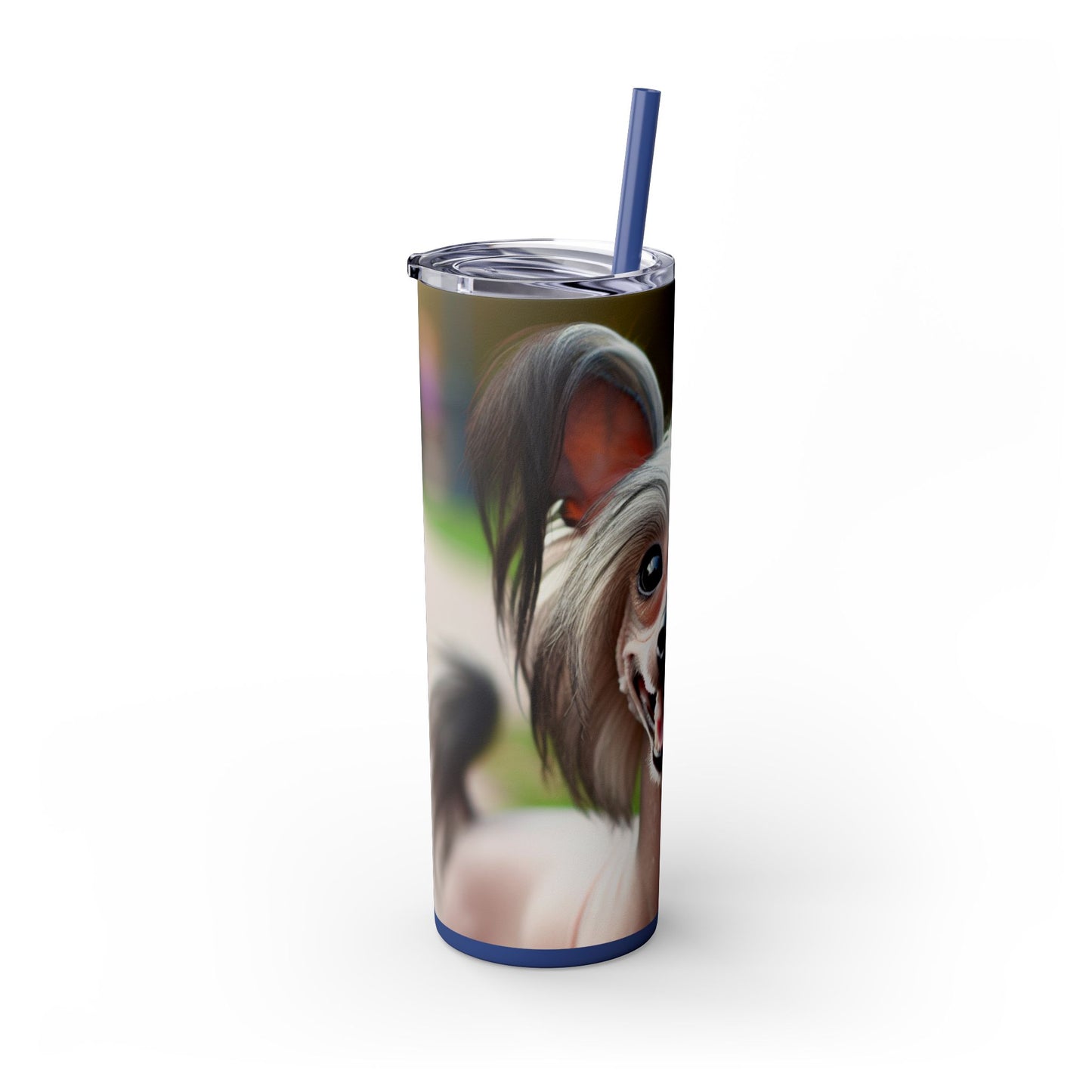 Gobelet isotherme à motif chien chinois à crête avec paille, 590 ml