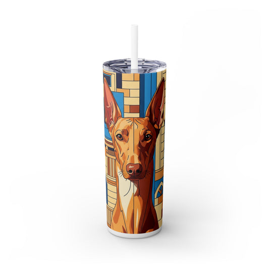 Pharaoh Hound Skinny Tumbler with Straw, 20oz