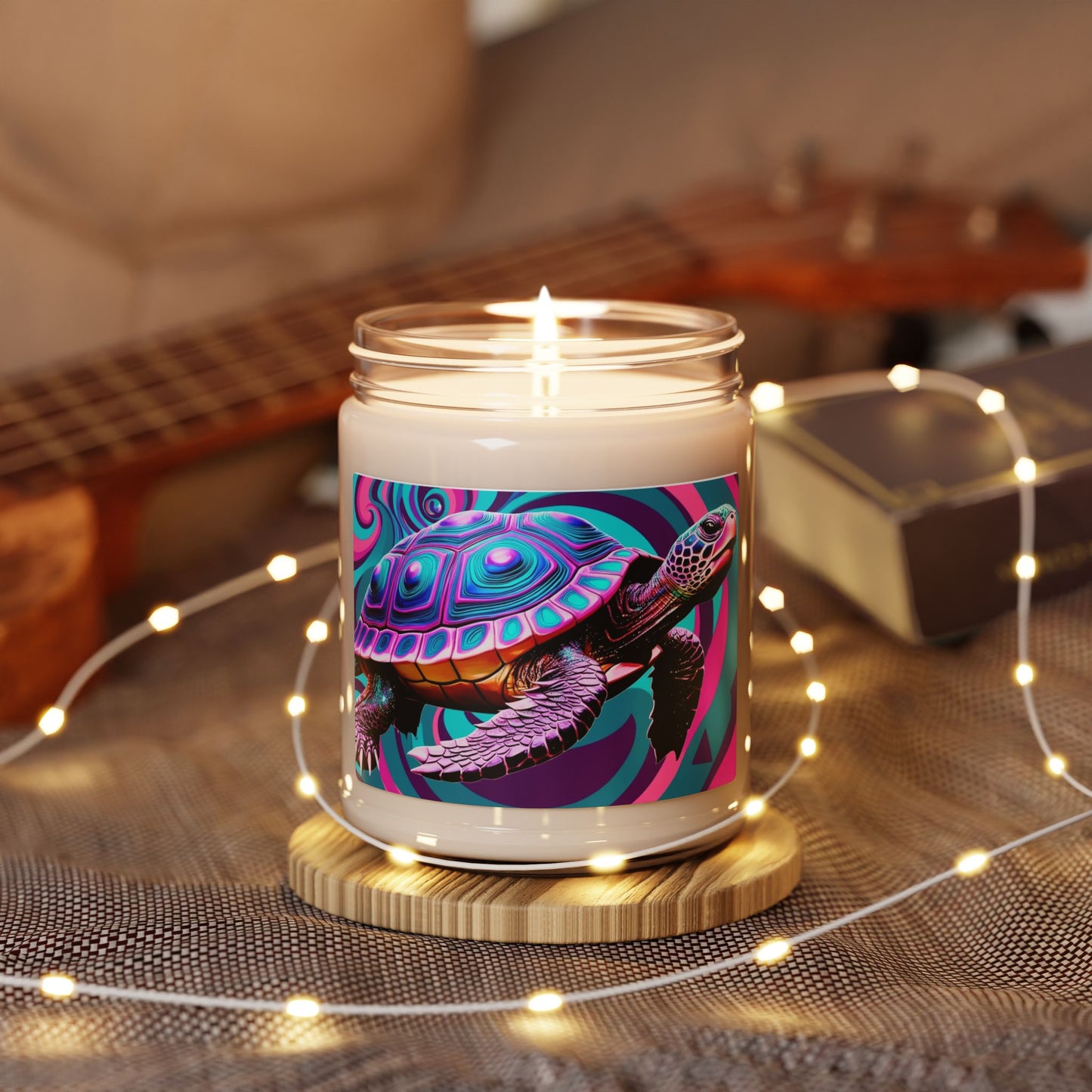 Glittery Psychedelic Turtle- Scented Soy Candle, 9oz