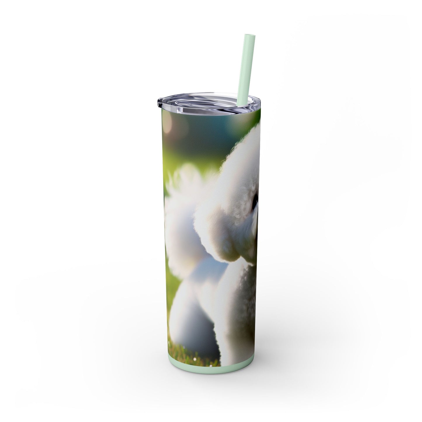 Bichon Frise Skinny Tumbler with Straw, 20oz