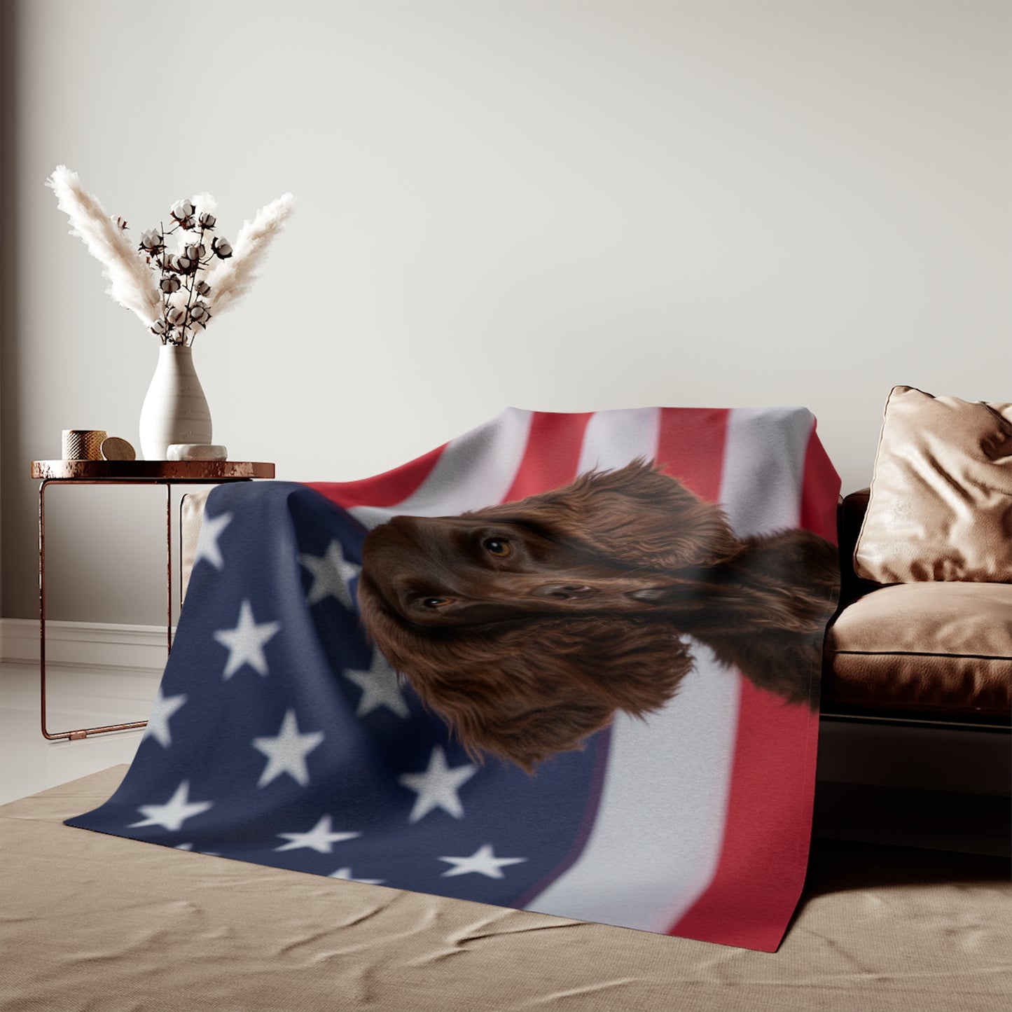 American Water Spaniel Patriotic Blanket