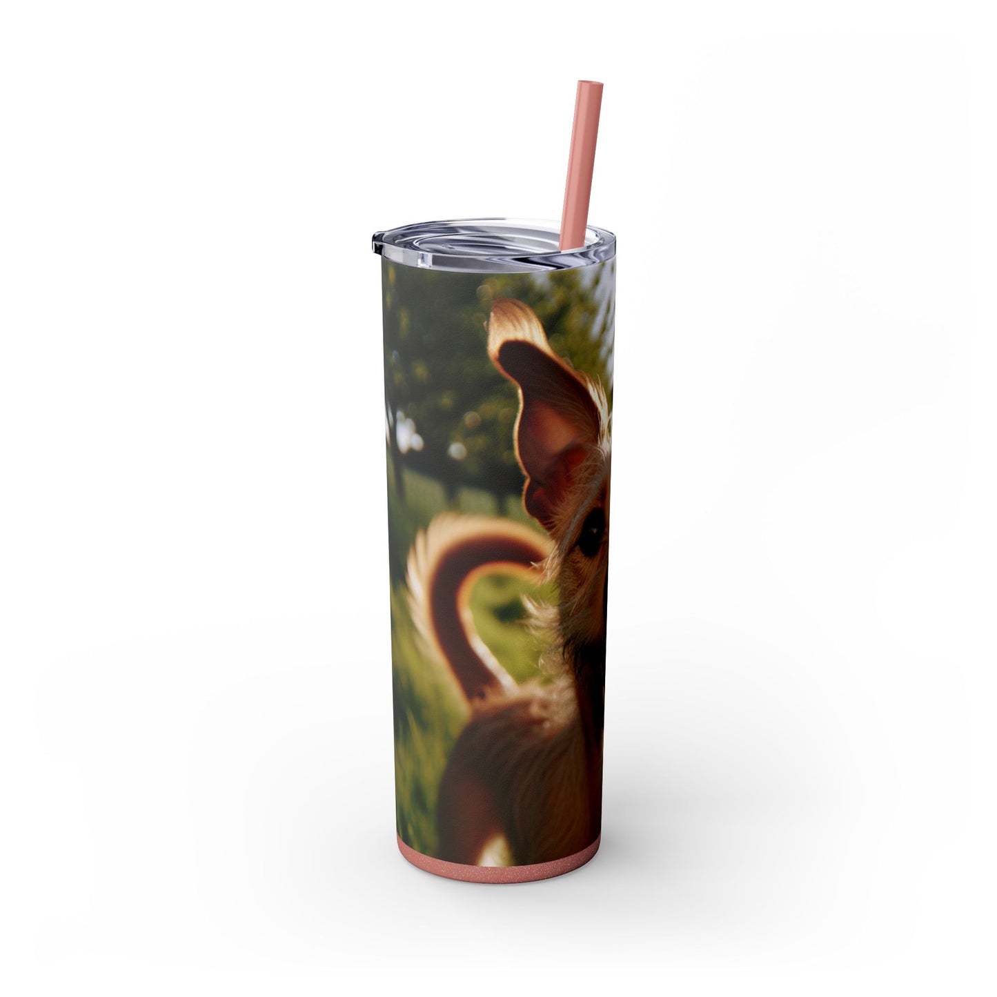 Portuguese Podengo Skinny Tumbler with Straw, 20oz