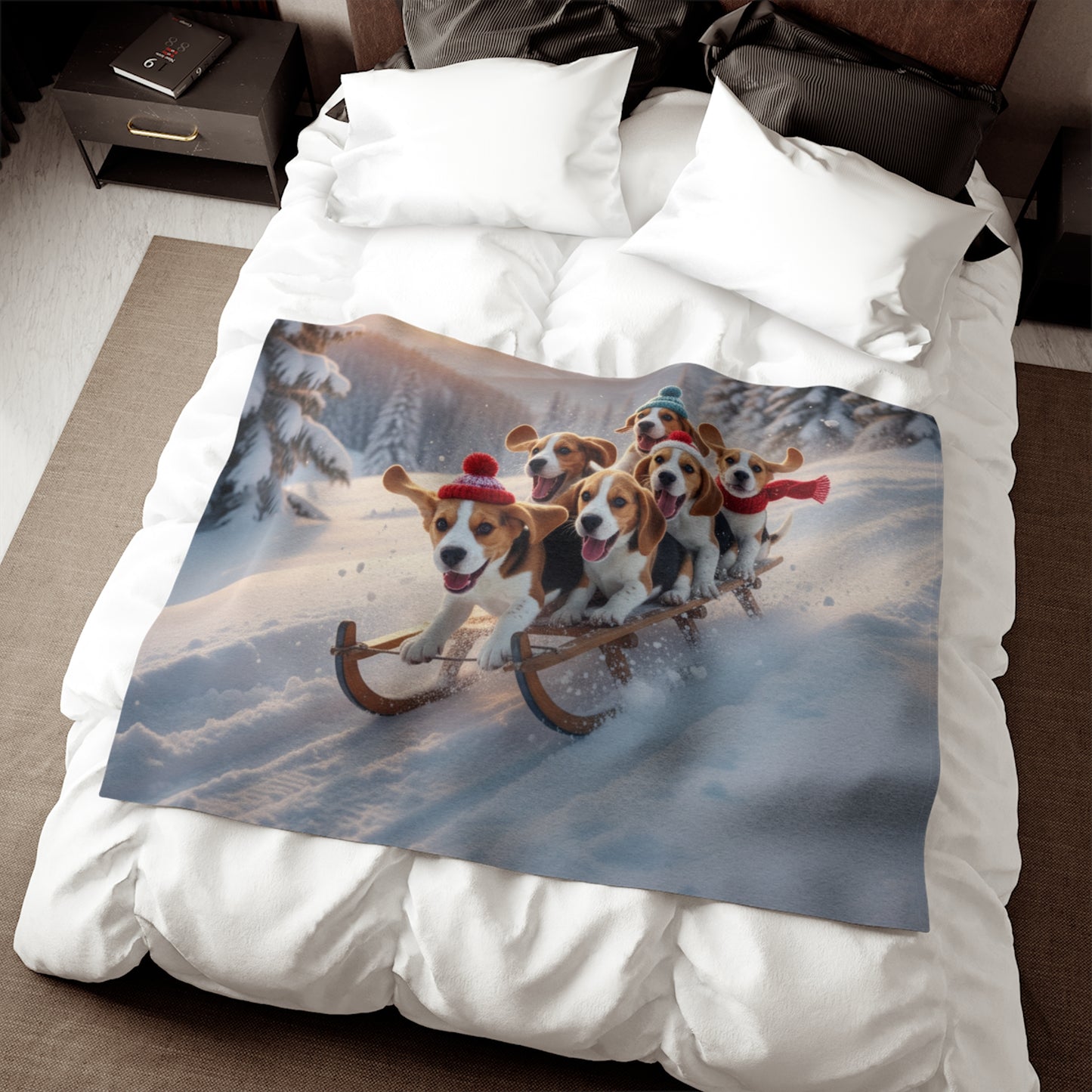 Holiday Sledding Beagle Blanket