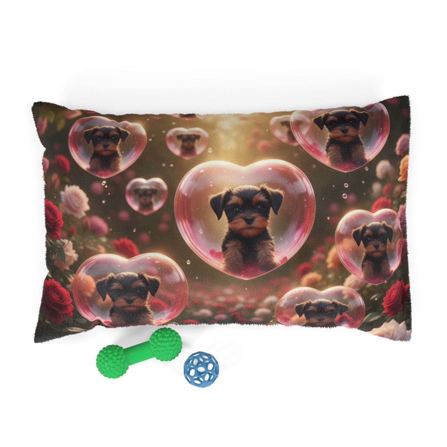 Valentine Puppy Heart Pet Bed — Floral Bubble Dog Bed