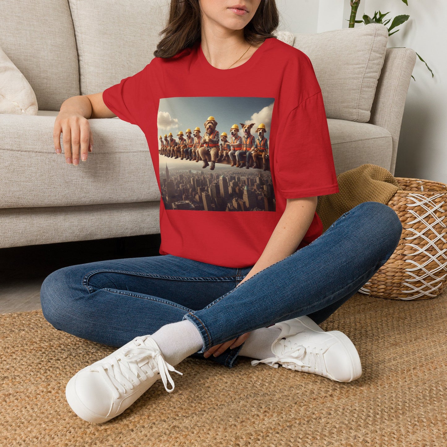 Canine Canvas Collection: Lunch atop a Skyscraper Homage Tee Shirt