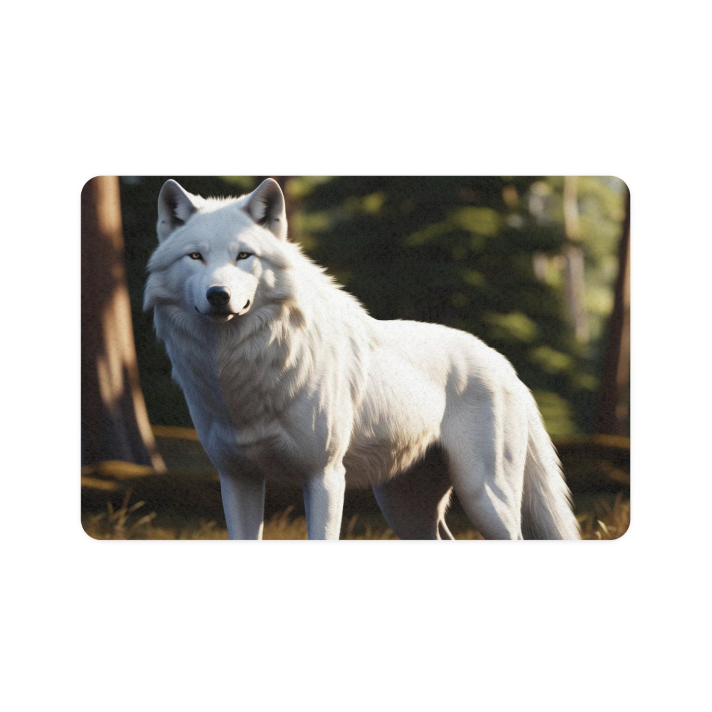 Pet Food Mat (12x18) - White Wolf