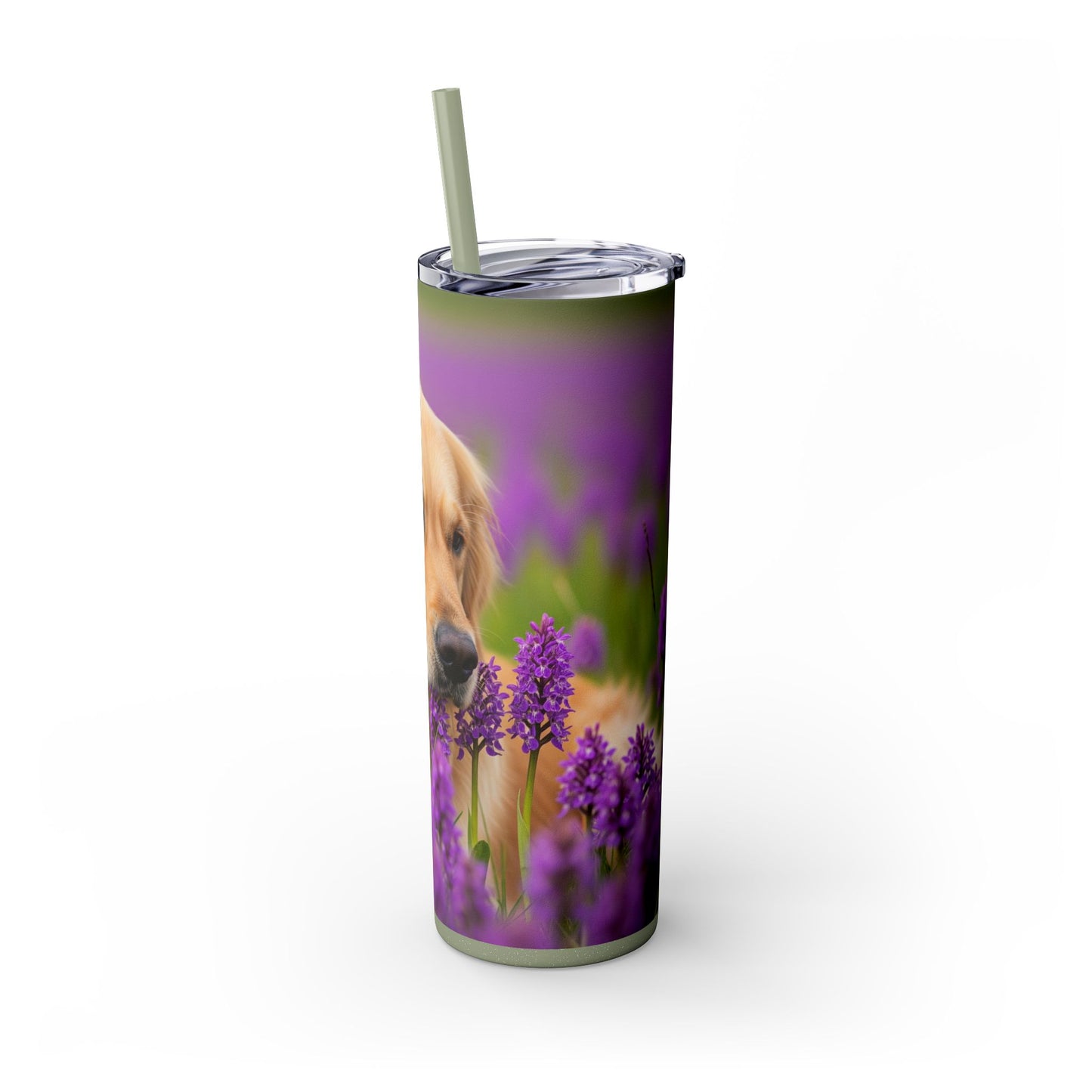 Golden Retriever Skinny Tumbler with Straw, 20oz