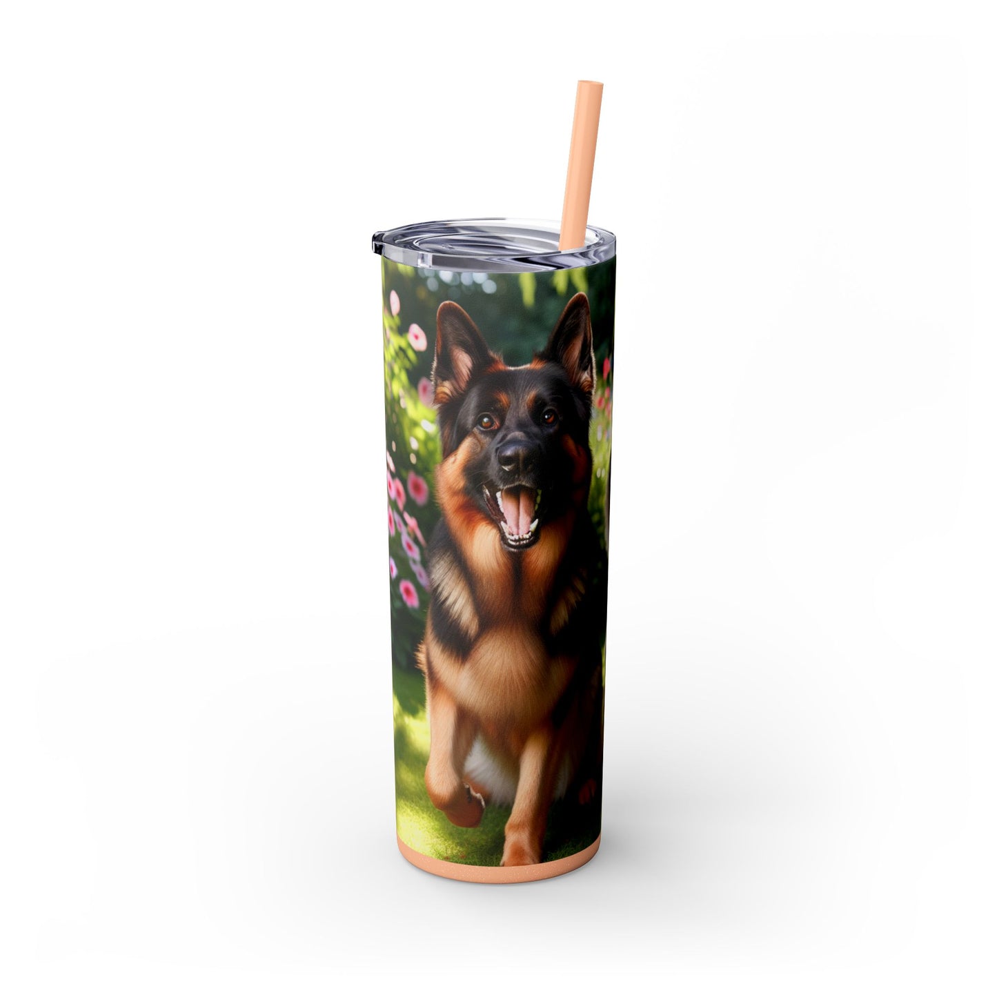 German Shepherd Skinny Tumbler with Straw, 20oz