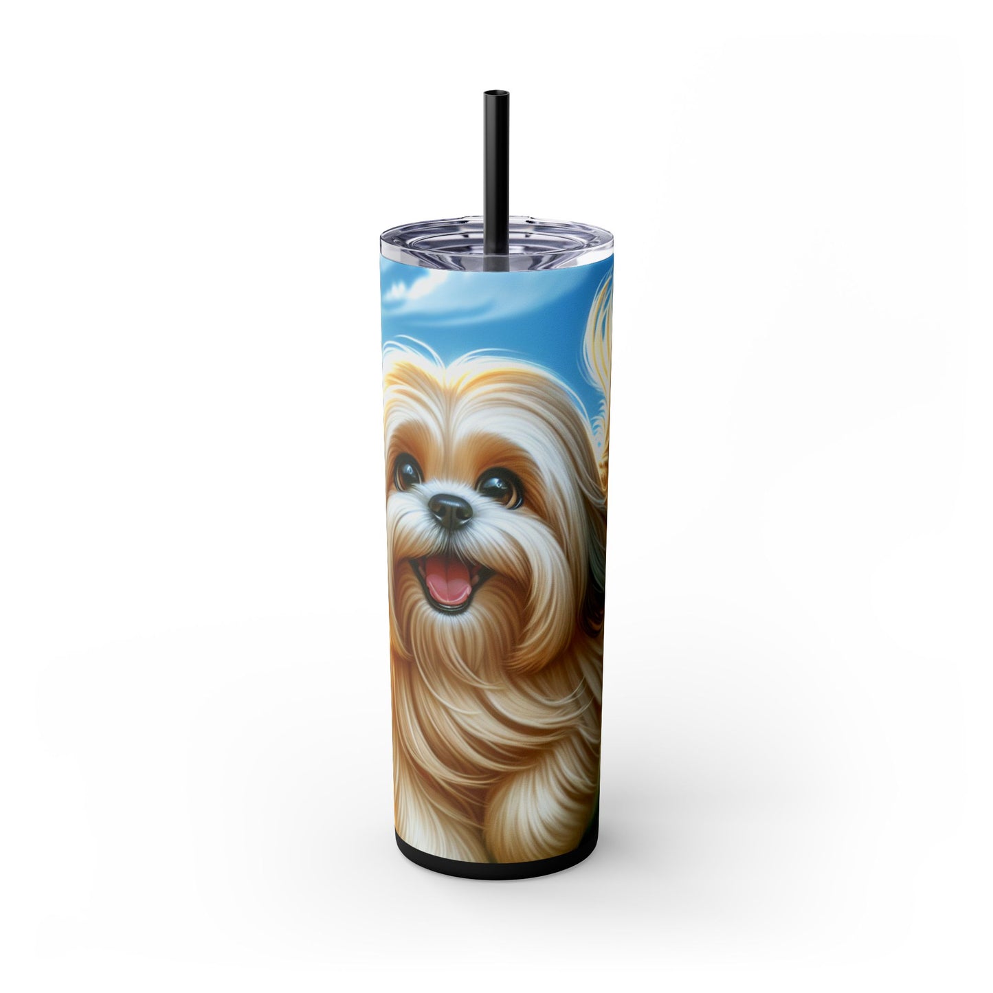 Lhasa Apso Skinny Tumbler with Straw, 20oz