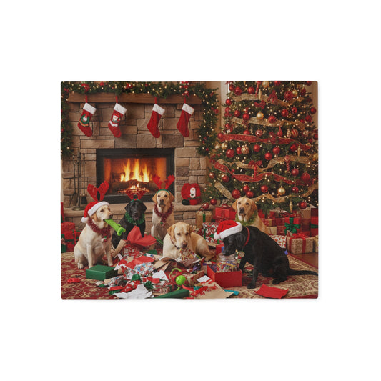 Festive Holiday Fireplace Blanket