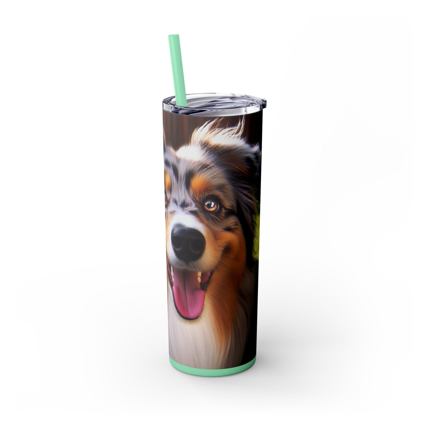Australian Shepherd Skinny Tumbler with Straw, 20oz